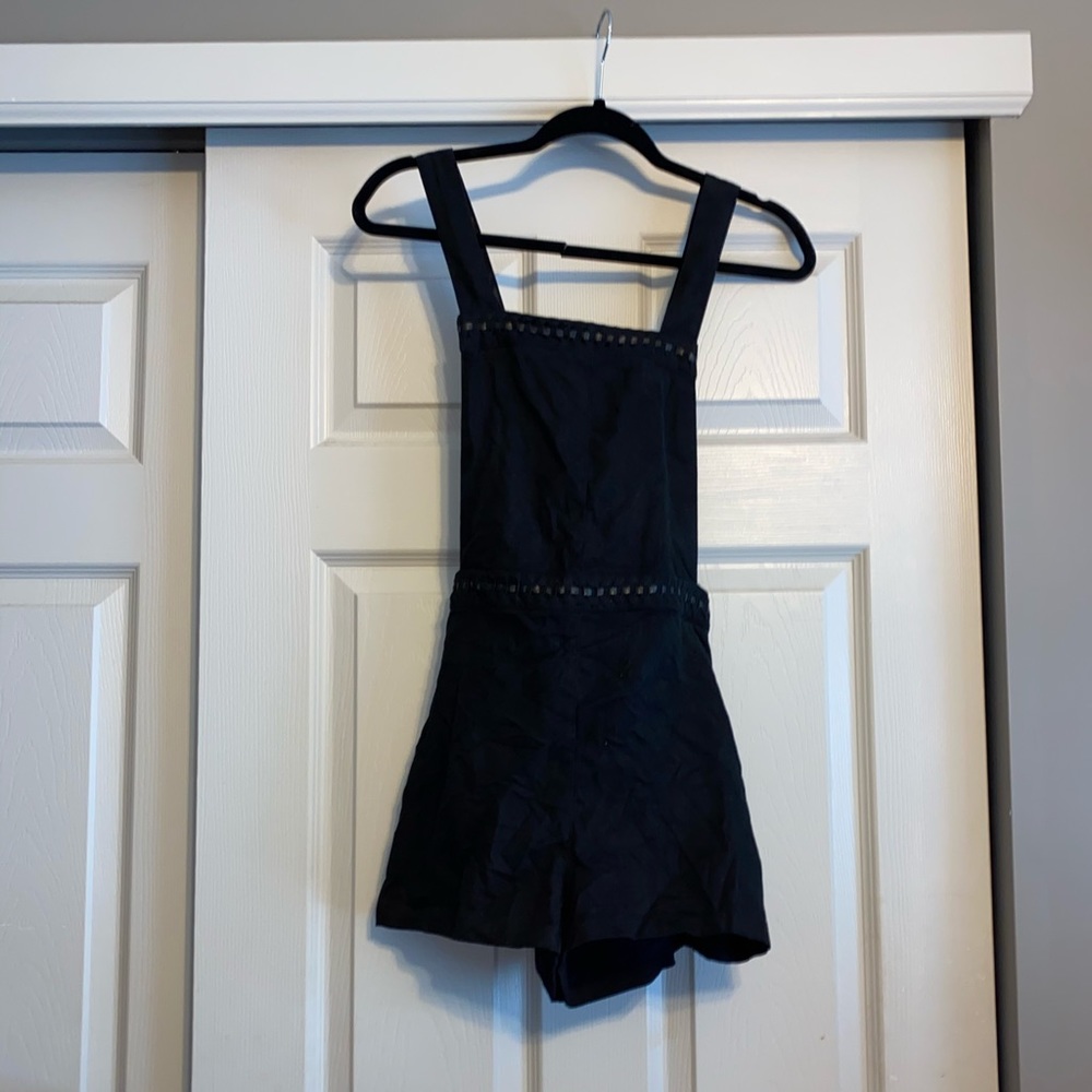 Black suede overalls